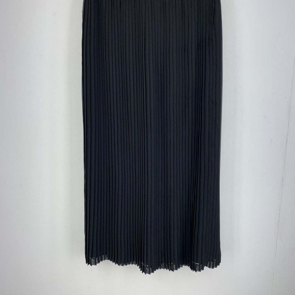 Vtg Ann Taylor 6 Black Pleated Maxi Skirt Whimsigoth Chiffon Minimalist Classic